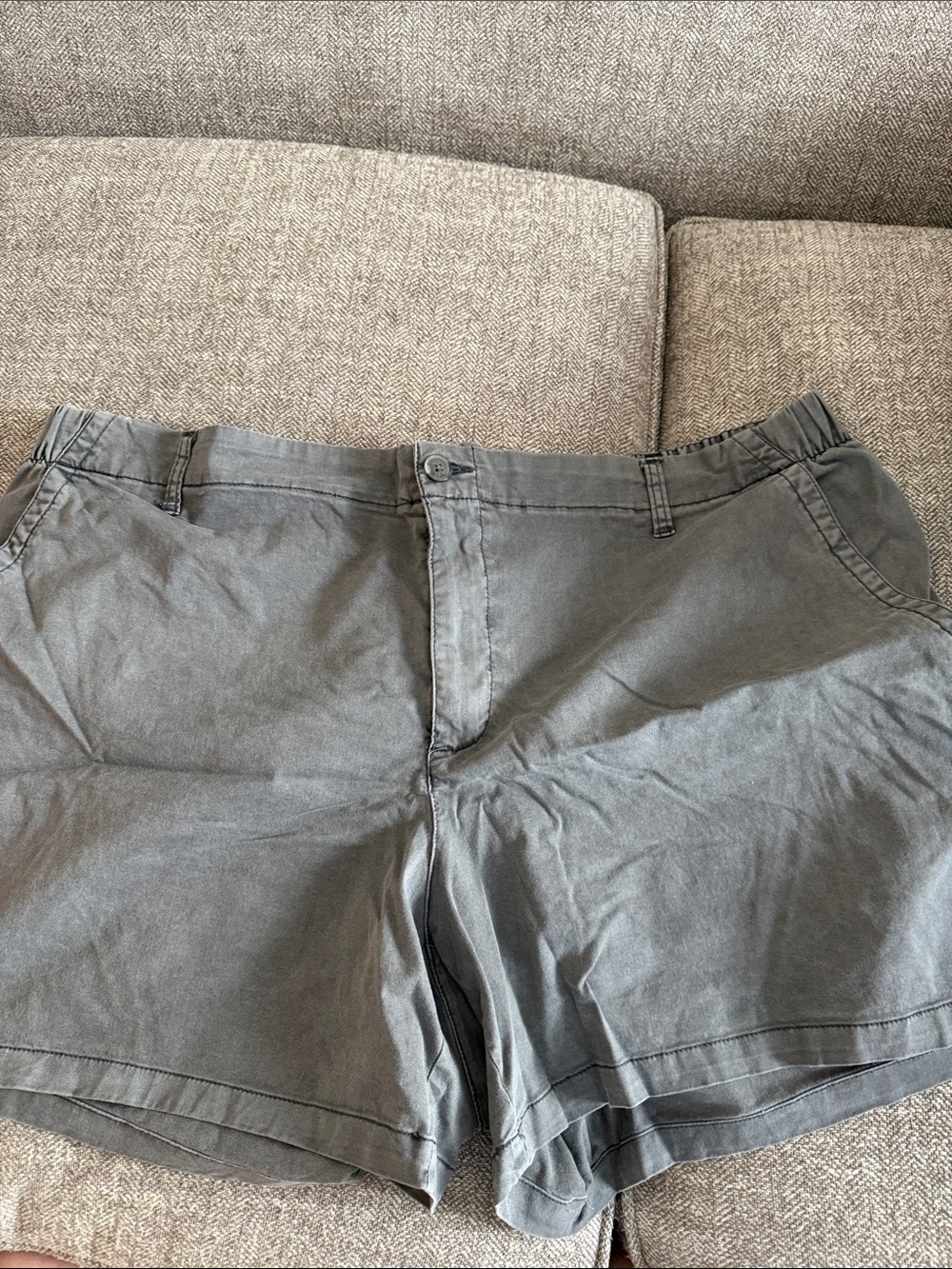 Woman’s Flat Front Gray Cotton Shorts